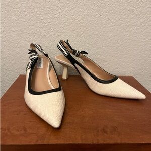 Elegant Cream and Black Slingback Heels